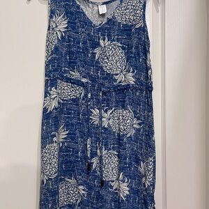 FAMILY MATCHING Blue Pineapple Print Sleeveless Dress, Button Down, boys 2T
